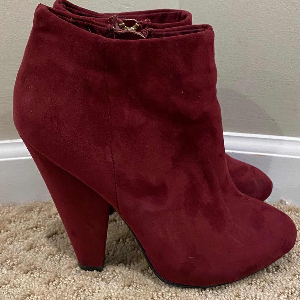 Red suede heels/boots